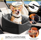 Dog Car Seat for Small Dogs Up to 30 Lbs, Pet Travel Safety Bed for Puppy Cat, Fits in Front/Back Seat, Anti Slip Base, Fully Detachable Washable with 2 Safety Tether(Grey-Black) - Image 4