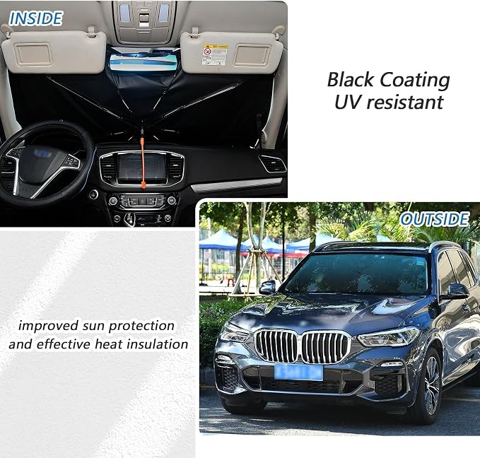 Blue Black Car Sun Shade Windshield Car Umbrella Foldable Uv Ray Reflector Front Window Sun Shade Visor Shield Cover - Image 5