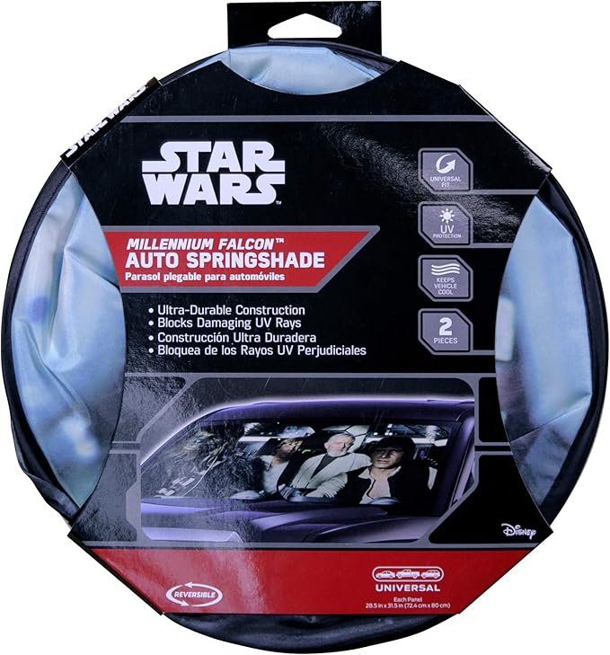 Plasticolor 003747R01 Star Wars Millennium Falcon 2-Piece Magic Car Truck SUV Spring Side Window Sunshade (Pack of 1) - Image 2