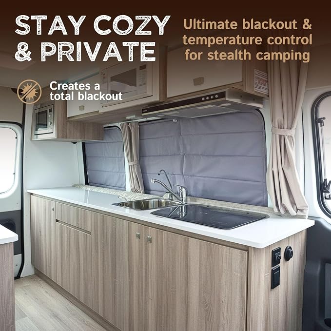 Living in a Bubble Insulated Blackout Mid Right Side Window Cover for Mercedes Sprinter Van Year 2007-2026 170" Length LWB & XLWB, NCV3 & VS30 (Bare Metal Frame) - Image 2