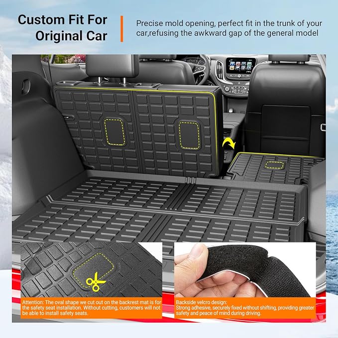 powoq Cargo Mat & Backrest Mat Compatible with 2018-2024 Chevrolet Equinox | TPE All Weather Protection Replacement for 2018-2024 Chevy Equinox GMC Terrain Accessories (Trunk Mat+Backrest Mats) - Image 2