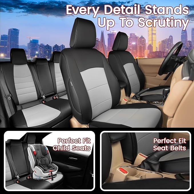 HKZ Customized Special seat Cover for Toyota Corolla (Black+Grey, 2023-2026 Corolla L LE (Non-Hybrid)) - Image 6