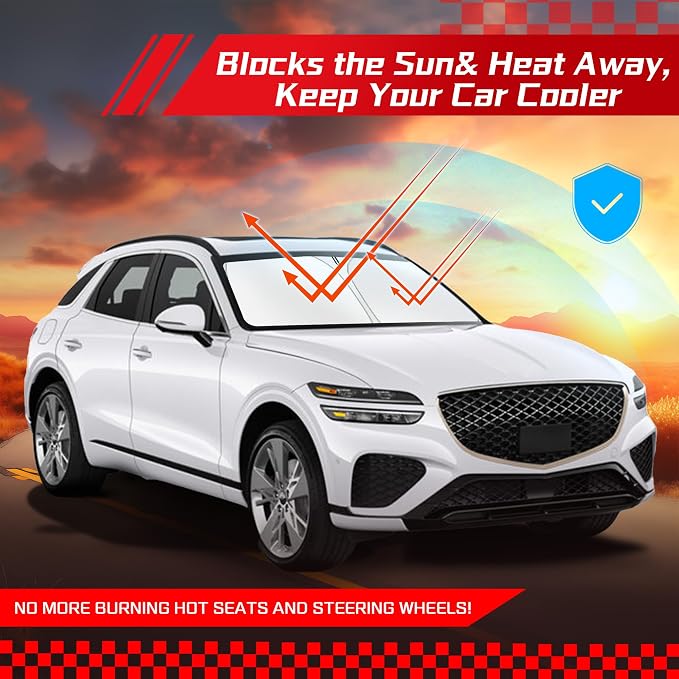 ARISMOTOR Windshield Sun Shade for Genesis GV70 2022-2025 2026 | Custom Fit, Foldable, Front Window Sunshade Sun Visor Protector, Block UV Rays, Keep Car Cooler - Image 7