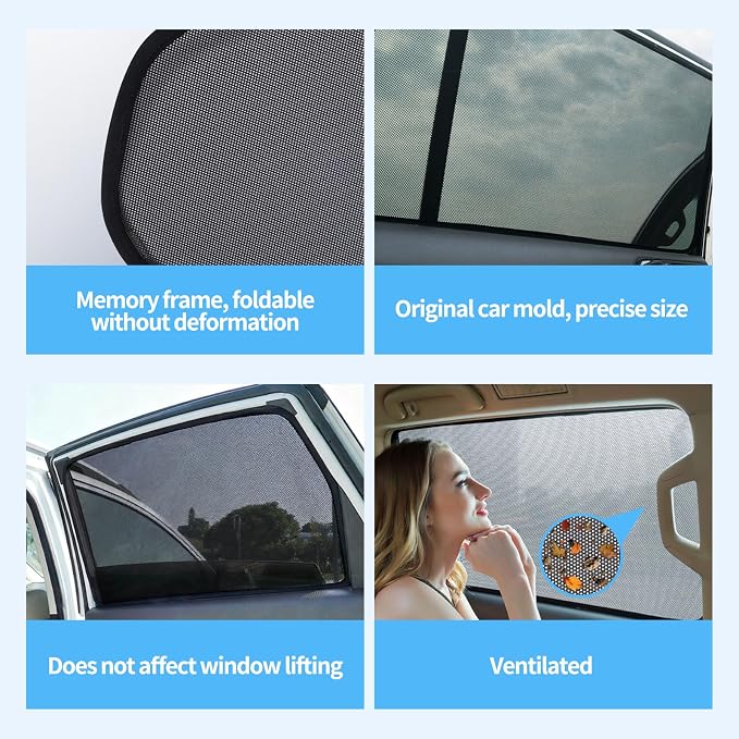 2PCS Rear Side Window Sun Shades for 2023-2026 Honda CRV | Breathable Mesh UV & Heat Blocking Privacy Rear Side Window Covers, Ideal for Baby, Travel and Camping Accessories - Image 6