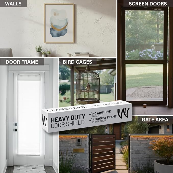 CLAWGUARD Heavy Duty Door Scratch Shield – 20x44 in. Door Scratch Protector Dog & Cat – Clear Wall, Frame & Furniture Cat Scratch Protectors - Image 6