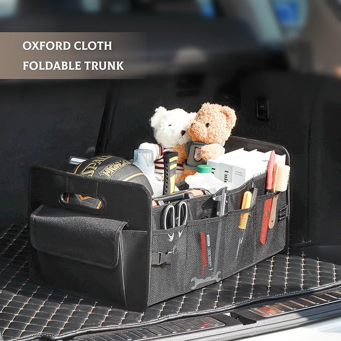 Car Trunk Organizer, Collapsible Car Organizers and Storage Large Black | Sturdy, Strong Capacity, Clean Decor, Multi Compartment Container Box, Adjustable Car Accessories for SUV Sedan Truck - Image 8