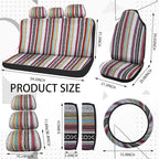 Frienda 14 Pcs Baja Saddle Blanket Car Seat Covers Full Set,Stripe Style - Image 3