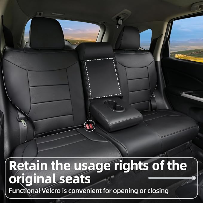 Lolcar CRV Seat Covers Custom Fit for Honda CRV 2015 2016 Full Set Car Seat Cover for SUV, Leather Truck Seat Protectors,Faux Leather (Black) - Image 5