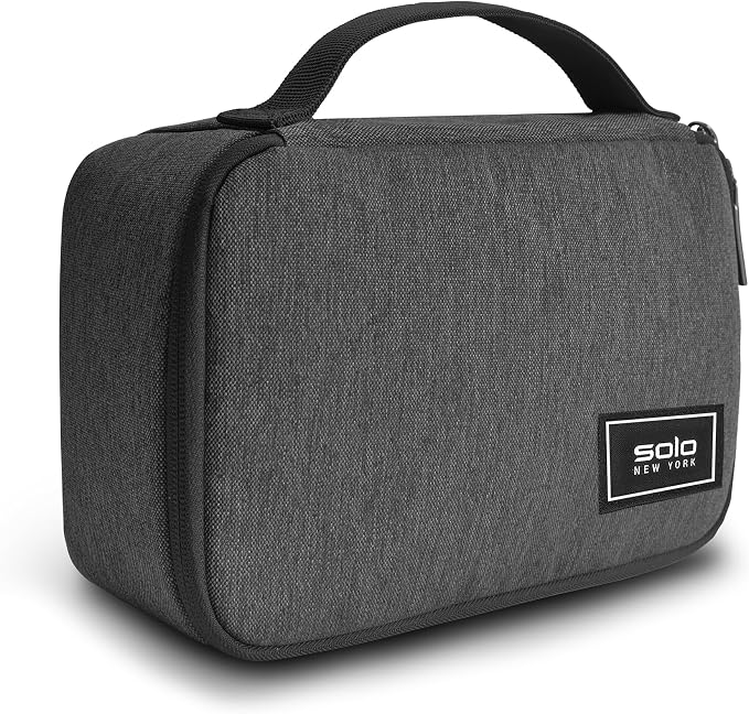 Solo New York RFID Tech Case - Electronics Organizer, Tech Accessories Pouch for Travel, Small Gadget Bag for Cords, RFID Data Protection for ID & Passport, Sturdy Carrying Handle - Bridge, Gray by SoloNewYork