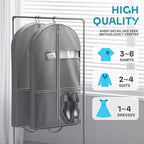 Lazebox 43" Travel Garment Bag with Accessories Zipper Pocket, Heavy Duty Suit Bag for Suits, Tuxedos, Dresses, Coats, Grey, 1 pack - Image 2