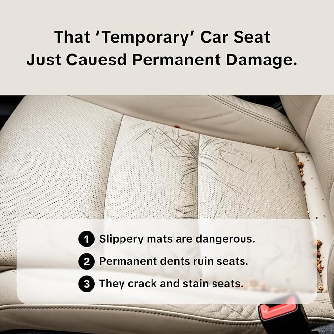 Silicone Waterproof Car Seat Cover Baby Girl Boy Infant Siliguard Brown | wipe-clean 3 mm silicone, non-slip base, trim-to-fit design, easy lower-seat installation for leather or fabric seats - Image 4