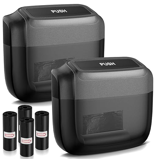 2 Pack Car Trash Can with Lid, Built-in Storage Garbage Bag, Black | Leakproof Car Door Trash Can with Hook, 60pcs Trash Bags, Mini Automotive Garbage Bin for Vehicle, Office, Home by OUDEW