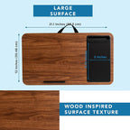 LAPGEAR Home Office Lap Desk – Espresso Woodgrain, Fits 15.6” Laptops | Built-In Mouse Pad & Phone Slot, Integrated Device Ledge, Dual-Bolster Microbead Cushion, Carry Handle - Image 5