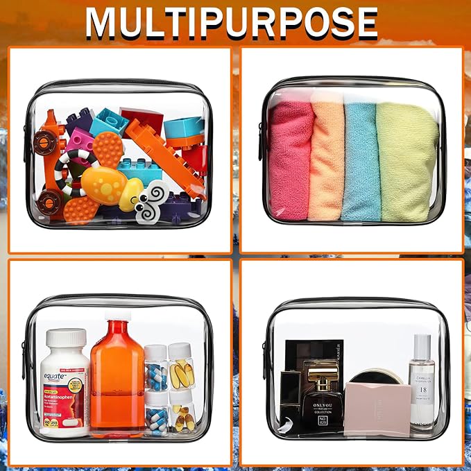 18 Pieces Clear Cosmetics Bag Bulk, TSA Approved Toiletry Bag for Travel, Clear Zippered Cosmetic Makeup Pouch, Waterproof Vinyl Plastic Organizer Case for Vacation Bathroom (Small) - Image 4