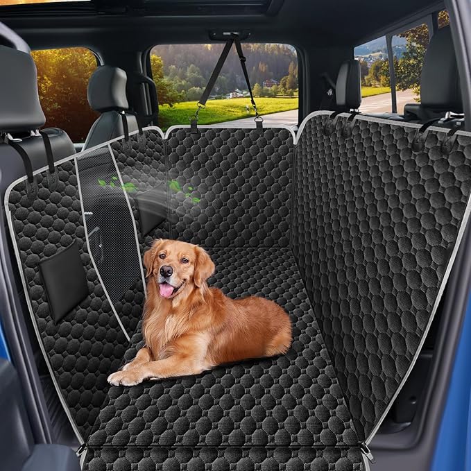 Mancro Waterproof Dog Hammock for Truck, Compatible with F150/RAM, Black | Visible Mesh Window,Great Gift,Storage Pockets,Effortless Cleaning, designed for full-size trucks, water-resistant polyester by Mancro
