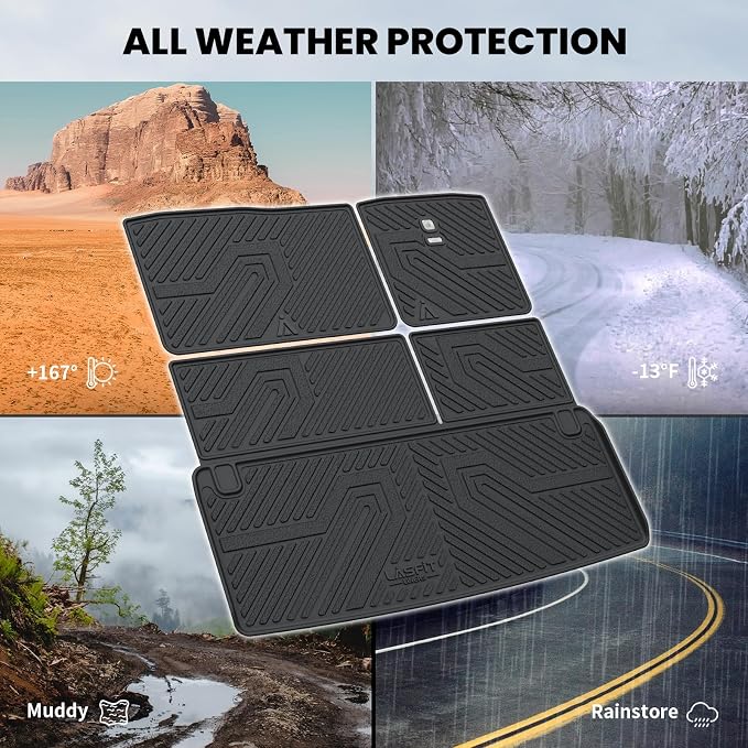 LASFIT Cargo Mats for Nissan Armada 2017-2024 / Infiniti QX80 2011-2024 | All Weather TPE Custom Fit Cargo Trunk Mat & Backrest Mats Accessories, Black - Image 5