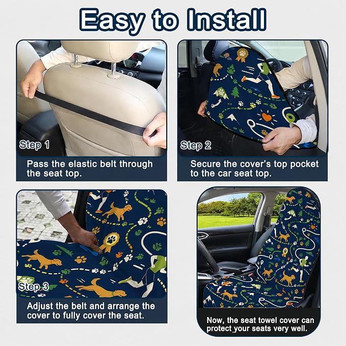 Car Seat Towel Cover 2 Pack for Front Seats, Sweat Absorbent Car Seat Protector with Non-Slip Backing, Waterproof Towel Car Seat Covers for Runners, Gym, Swimming, Beach, Dog Runner Trail - Image 8
