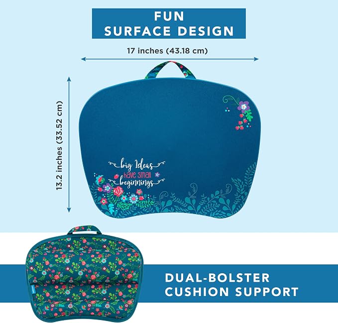 LAPGEAR MyStyle Lap Desk – Big Ideas, Fits 15.6” Laptops | Dual-Bolster Microbead Cushion, Built-In Carry Handle, Ergonomic Curved Front Edge - Image 5