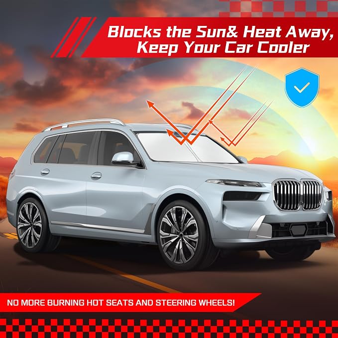 ARISMOTOR Windshield Sun Shade for BMW X7 2019-2026 | Custom Fit, Foldable, Front Window Sunshade Sun Visor Protector, Block UV Rays, Keep Car Cooler - Image 7