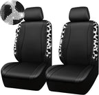 CAR PASS Cow Diamond Leather Bling Car Seat Covers Universal, Faux Shining Rhinestones Two Front only, Fit 95% Automotive Glitter Crystal Sparkle Strips for Cute Women Girl, 2PCS Cow Silver Diamond - Image 9