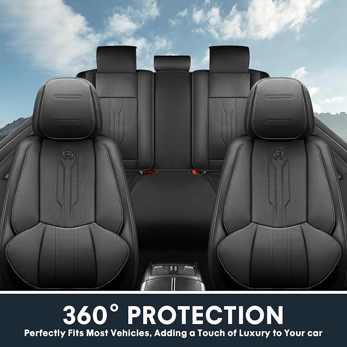 AOOG Car Seat Covers Custom Fit for Ford F150 2009-2026, Faux Leather Seat Cover Set for 2017-2025 F250 F350 F450, Accomodating Regular Cab Super Cab Super Crew Pickup Truck Cushions(Black, Full Set) - Image 5