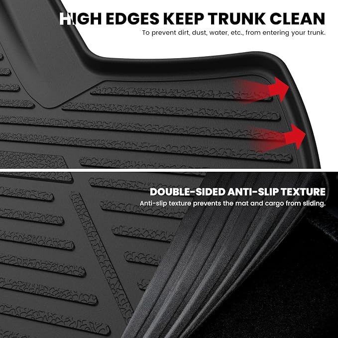 LASFIT All Weather Cargo Mats for Honda Civic 2022-2026 - Sedan | Full Surround TPE Mats, Tall Walls, 3D Custom Fit, Non-Slip, Easy Clean, Tool-Free Install, Vehicle-Specific Accessories - Image 3