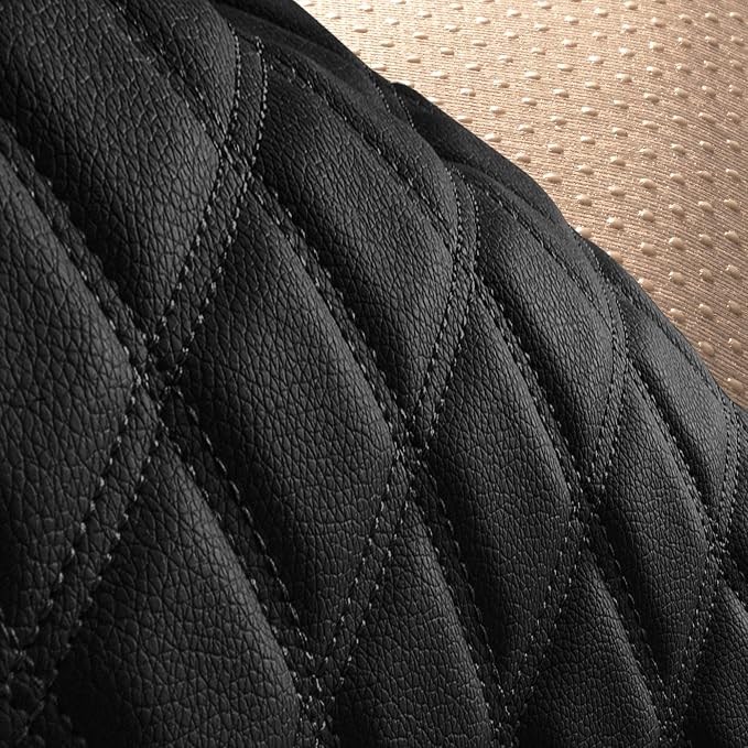 FH Group Car Seat Cushion Rear Set Black Faux Leather Automotive Seat Cushions - Universal Fit, Rear Car Seat Cushions With Non-slip Silicone Backing for SUV, Sedan, Van, Black - Rear Set - Image 6