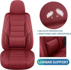 Leather Front Seat Covers for Cars Automotive Seat Protectors | Breathable Waterproof Durable Full Surround & Lumbar Support Design Non-Slip Universal Fit for Most Cars SUVs Trucks Vans Red - Image 8