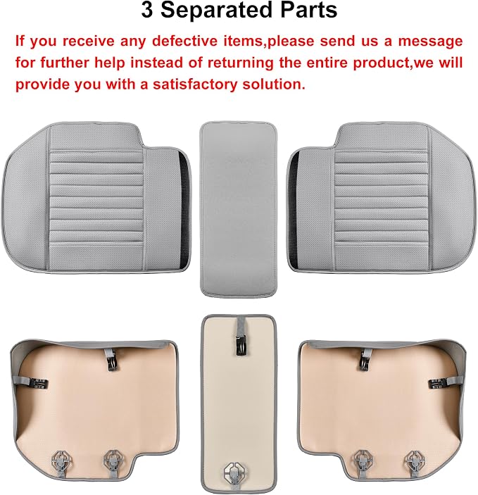 Back Seat Covers, Rear Seat Cushions, Auto Bench Protector with Breathable PU Leather and Non-Slip Bottom Universal for 4 Season (Gray, 61" x 20. 5") - Image 5