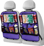 LUCMO Car Backseat Organizer with Touch Screen Tablet Holder, Dark Purple | 2 Pcs,9 Storage Pockets,Clear Tablet Holder,Protectors Kick Mats,Travel Accessories,Seat Cover,Road Trip Essentials by LUCMO