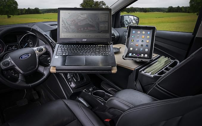 AutoExec Reach Desk Front Seat Car Desk and Portable Workstation with Tablet Mount and Phone Vent Clip, Natural - Image 7