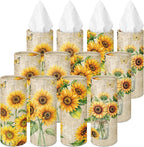 Arttown Car Tissue Holder for Cup Holder Floral Facial Tissues 12 Pack | Bulk 3-Ply,Refillable Marble Print Cylinder Tissue Boxes,Fit Car Home Office School (600 Sheets Total,50 Sheets Each) by Arttown
