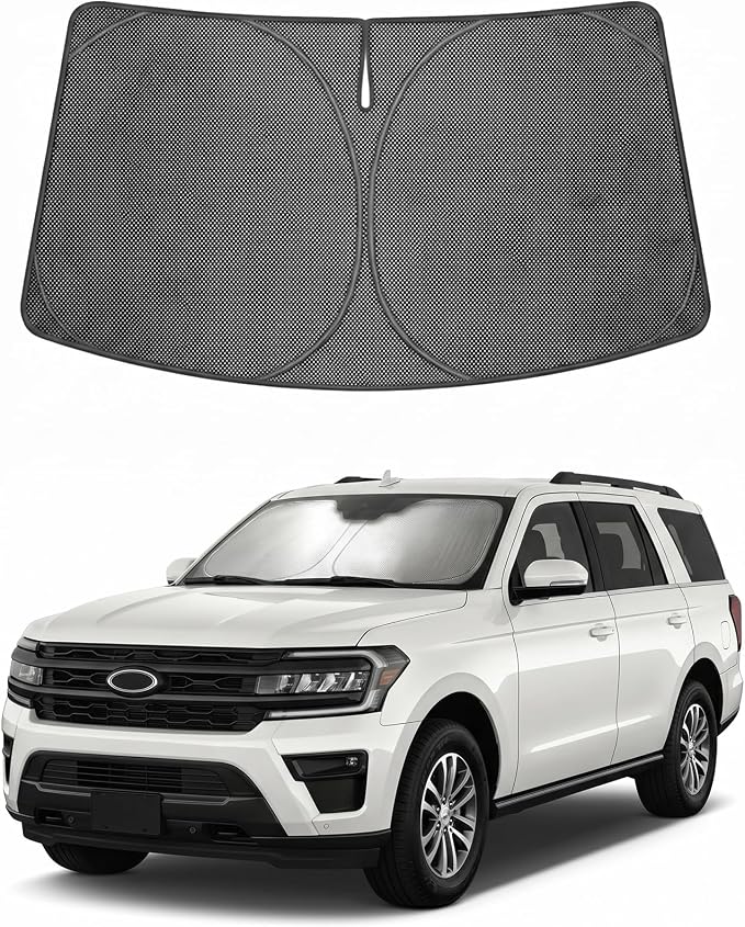 Proadsy Custom Fit Car Windshield Sun Shade for 2018-2026 Ford Expedition | Ice Crystal Micro-Refraction Blocks 99% UV, Drops Cabin Temp 54°F. Foldable Full Coverage for Summer Parking/Camping Privacy by Proadsy