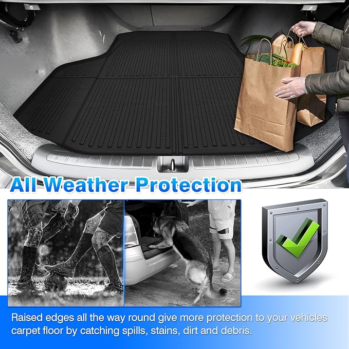 Cartist Cargo Liner Compatible with Honda Accord & Accord Hybrid 2018-2022 All Weather Rear Trunk Mat High Side Waterproof TPE Black - Image 7
