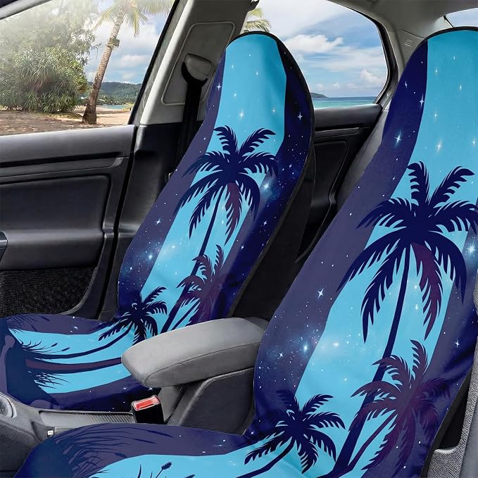 2 Pack Car Seat Towel Covers for Gym, Front Seats, Night Palm Tree | Tree Sweat Protector for Front Seats Premium Thickened with Elastic Strap Breathable & Quick Dry Machine Washable Running - Image 5