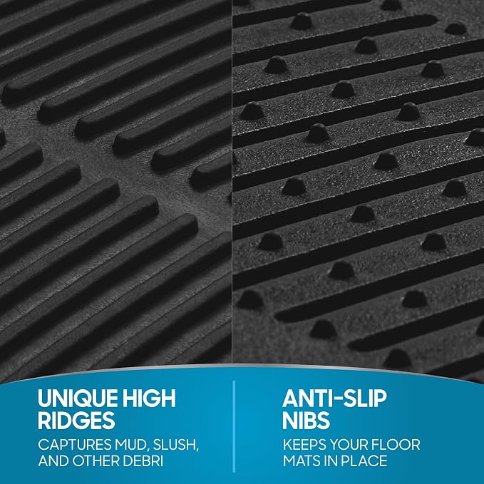 BDK Floor Mats, 4-Piece All-Weather Car Mat with Universal Fit Design, Durable Rubber Car Floor Mats with Capture Ridges, Waterproof for Cars Trucks SUV (Black) - Image 6