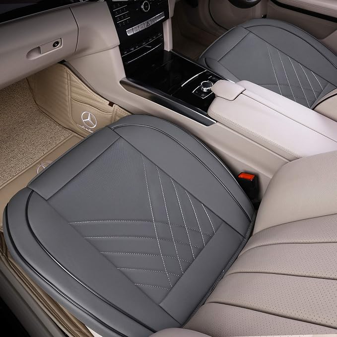 kingphenix Car Seat Cover, PU Leather Front Bottom Seat Protector | Front Bottom Seat Protector, Non-Slip Backing, Edge Coverage and Easy Installation for Sedans, SUVs, Trucks and Vans, Gray - Image 7