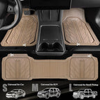 CAR PASS Heavy Rubber Car Floor Mats, Deep Waterproof Car Mats All Weather, Universal Trim-to Fit Automotive Floor Mats for Car SUV Truck Van, Durable Floor Liners All Beige - Image 2