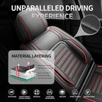 Fit Camry Car Seat Covers for Toyota Camry 2012-2025 2026 -Premium Leather, Waterproof，Breathable，All-Weather Seat Cushion Protecto & Airbag Compatible, Full Set Red Line Black - Image 2