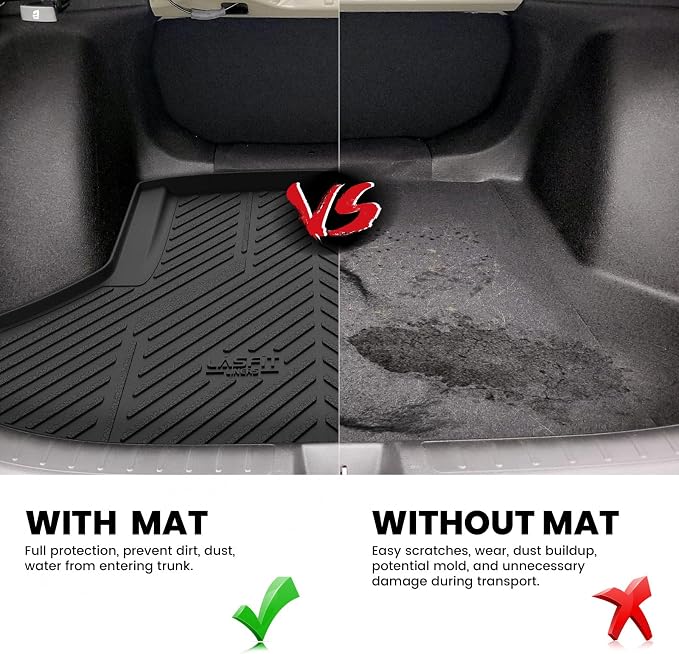 LASFIT All Weather Cargo Mats for Honda Civic 2022-2026 - Sedan | Full Surround TPE Mats, Tall Walls, 3D Custom Fit, Non-Slip, Easy Clean, Tool-Free Install, Vehicle-Specific Accessories - Image 4