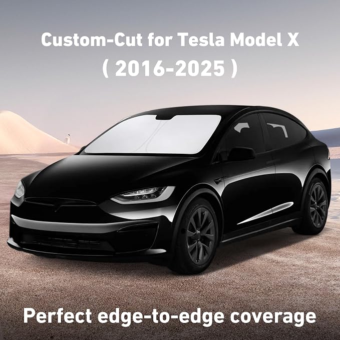 EcoNour Windshield Sunshade Compatible for Tesla Model X 2016-2024 2025 | Sun Visor for Front Windshield & Window Sun Shade Cover, UV Heat Blocker & Protector, Car Accessories - Image 2