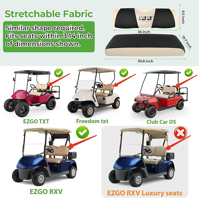 10L0L Golf Cart Seat Covers for Yamaha EZGO Club Car Seat Towel Cushion | Breathable Mesh All-Season Front/Rear Seat Blanket, UV Resistant, Cool Comfort, Machine Washable, Easy On, Great Golf Gift - Image 6