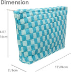 Checkered Makeup Bag for Purse, Small Flat Cosmetic Pouch,Lake Blue | Cute Zipper Makeup Organizer for Women, Travel Essentials, Toiletries, Makeup Brushes, Beauty Accessories&Bridesmaid Gifts - Image 5