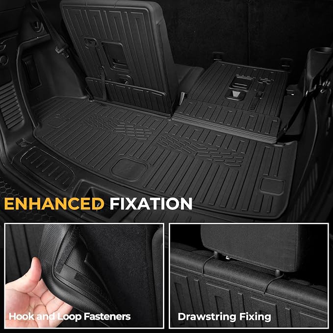 Floor Mats for 2016-2026 Dodge Durango 6-Seats Accessories | Captain Seats, Full-Coverage Mats Set with Cargo Liner & Backrest Mat, Odorless TPE, All-Weather Protection, 3D Laser Fit - Image 5