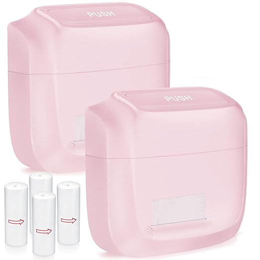 2 Pack Car Trash Can with Lid, Built-in Storage Garbage Bag, Pink | Leakproof Car Door Trash Can with Hook, for women, 60pcs Trash Bags, Mini Automotive Garbage Bin for Vehicle, Office, Home by OUDEW