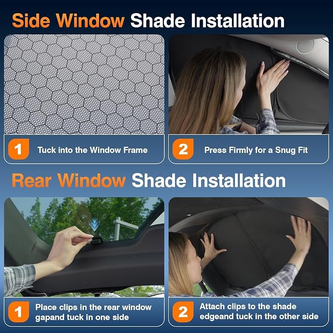 Custom Fit Toyota Tacoma Double Cab Side Window Sunshade 2024 Rear Cab 5PCS | Graphene honeycomb heat blocking fabric, embedded no-suction, no magnets or tools, blackout privacy, folds for truck camping - Image 7