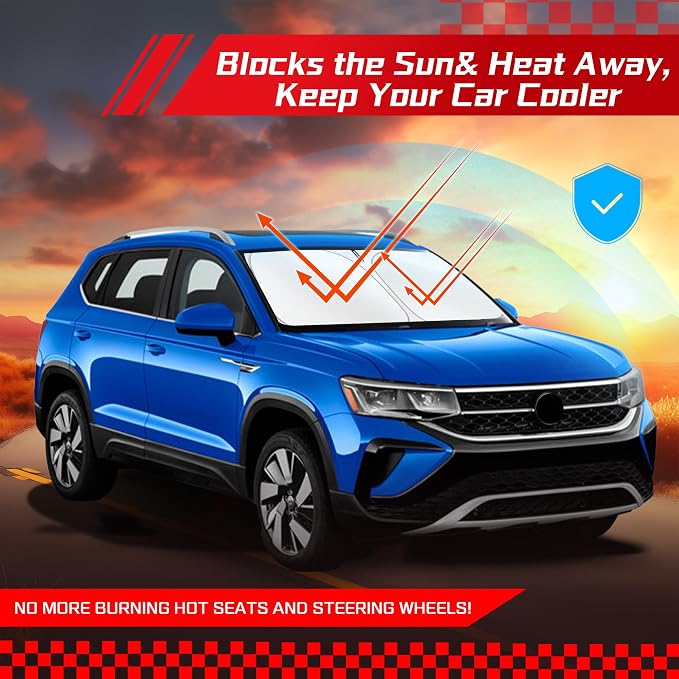 ARISMOTOR Windshield Sun Shade for Volkswagen VW Taos 2022-2025 2026 | Custom Fit, Foldable, Front Window Sunshade Sun Visor Protector, Block UV Rays, Keep Car Cooler - Image 7