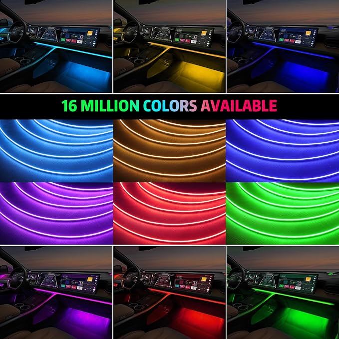 Interior Car LED Strip Lights, AMKI Acrylic LED Lights RGB 10 in 1 with Wireless APP Control Music Sync, Car Ambient Lighting Kits, Music Sync & DIY Function - Image 3