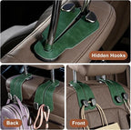 CoBak Purse Hook for Car - Universal Premium Stitched Leather and Aluminum-Magnesium Alloy Double Car Seat Back Storage Hook for Purses, Handbags, Bags (2 Pack),Emerald - Image 3