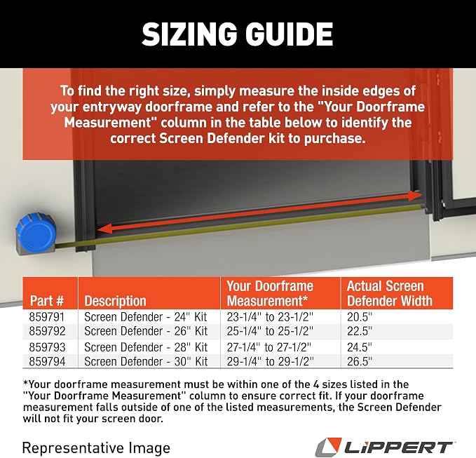 Lippert 859792 Screen Defender RV Entry Door Screen Protector, 26-inch Door (22.5" Screen Kit) , Black | For Lippert Entry Doors Only, Locks into Existing Channels, DIY Installation, Fits Travel Trailers, 5th Wheels and Motorhomes - Image 3